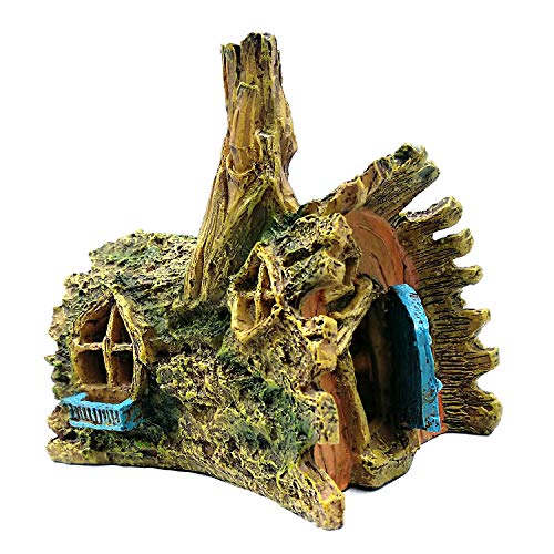 M2cbridge Aquarium Decor Castle Fish Tank Decoration Stands Egyptian Pyramid Rockery Hiding Cave Tree House Hideout (Tree House) - Thumbnail 5
