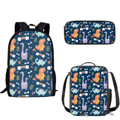 Sac à dos dinosaure anti mal de dos avec trousse et boîte déjeuner