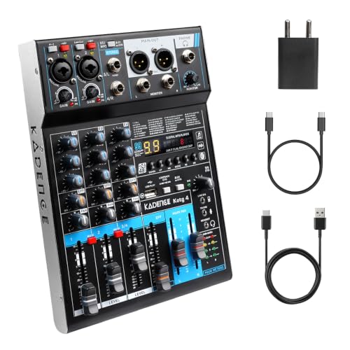 Image of Kadence KOTG-4 4 Channel Audio Mixer with OTG Recording | Podcast, Streaming & Live Sound Mixer | 192kHz /24-Bit USB Audio Interface | USB /BT Playback | 99 DSP Effects with Faders | Black