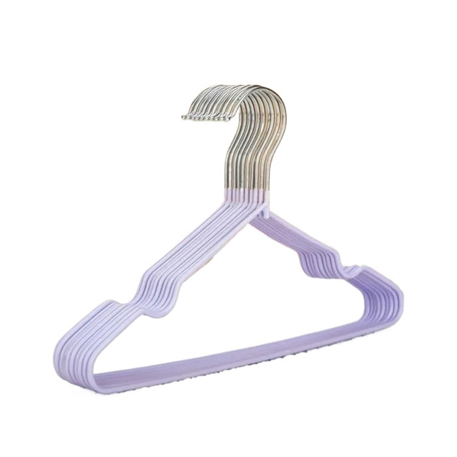 KFGISD, 10PCS Packs Of Metal Hangers Non-slip Rubber-coated Hangers For Coat Pants Closet Tissue Hangers ，Hangers(Purple)