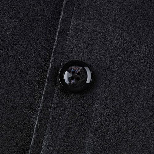 RTRDE Men's Jacket Black Faux Leather Jackets Long Motorcycle Overcoat Trench Jackets, M-5XL4