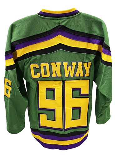 Charlie Conway 96 Ducks Deluxe Embroidered Green Hockey Jersey - Mens Medium
