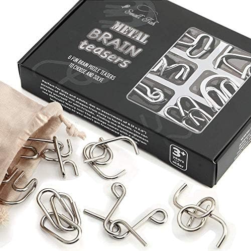 Metal Brain Teaser Puzzles 6 Pcs Set for Kids Teens and Adults, Mind Puzzle Games for IQ Test and Classroom Prizes, Easter Basket Stuffers Egg Fillers Easter Gifts Kids Adults Challenge