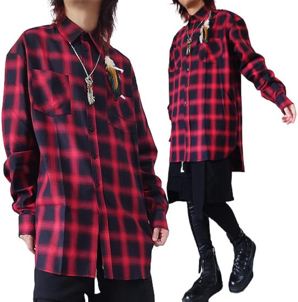 Amazon.co.jp: [AllegloCROWS] V系 チェックシャツ メンズ モード系