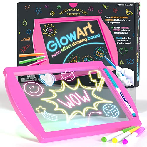 Marvin's Magic - Glow Art Unique Craft Kit | Light Up Kids Art Set | Includes Neon Effect Drawing Board with A Built-in Stand and...