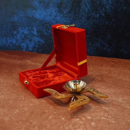 Image of Saugat Traders Corporate Gifts for Diwali Combo Pack of 4 - Metal Swastik Diya with Box Gift for Clients, Office Employees, Family, Friends - Religious Return Gifts Bulk
