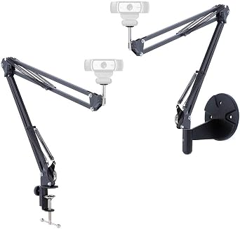 Webcam Stand Kit, 2in1 Wall Mount and Clamp Arm Holder for Logitech C920 C920s C922x C930e C925e Brio
