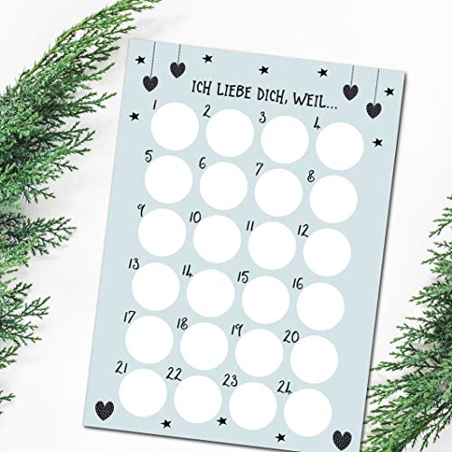 Adventskalender zum Rubbeln A3 Weihnachtskalender (Ich liebe Dich, weil ...)