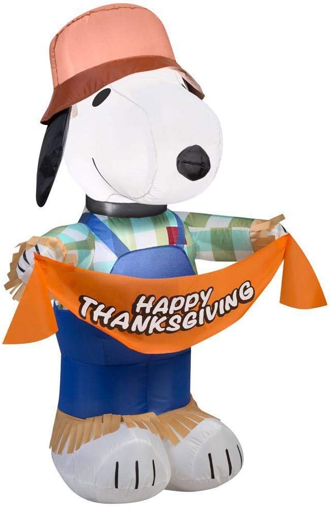 Gemmy Inflatables Holiday G08 70445 Air Blown Snoopy As Scarecrow Peanuts Decor