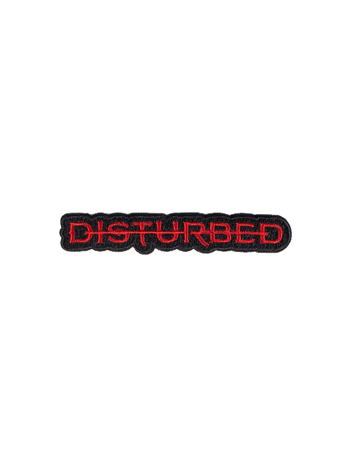 Disturbed Strike Through Iron On Patch (One Size) (Black/Red)