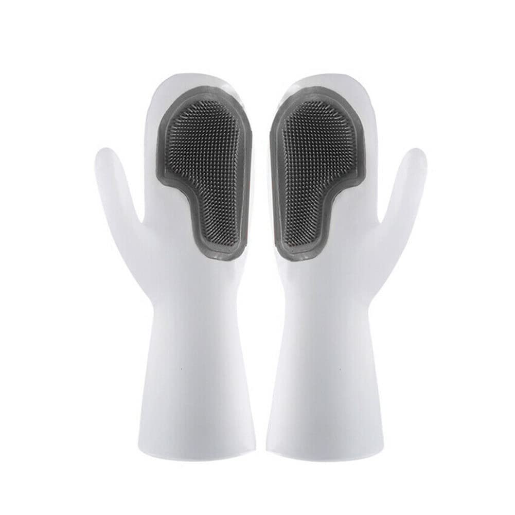 Aoli Grey Magic Dish Washing Gloves Silicone Rubber Cleaning Brush Scrubber Kitchen Accessories (Grey)