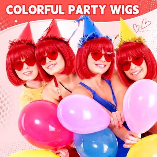 Image of Chunyin 2 Pieces Party Wigs and Sunglasses Set, Red