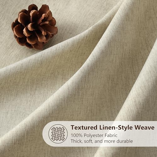 VANZAVANZU Shower Curtain with Metal Hooks Linen Fabric Shower Curtain Heavy Duty Bath Curtain for Bathroom and Bathtubs, Hotel Quality, Weighted Hem, Waterproof, 72 x 72 Inches (Light Taupe) by VANZAVANZU - Used condition - Image 2