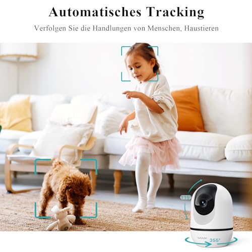 WUUK 4MP Innenüberwachungskamera mit WLAN und 360° Auto-Tracking