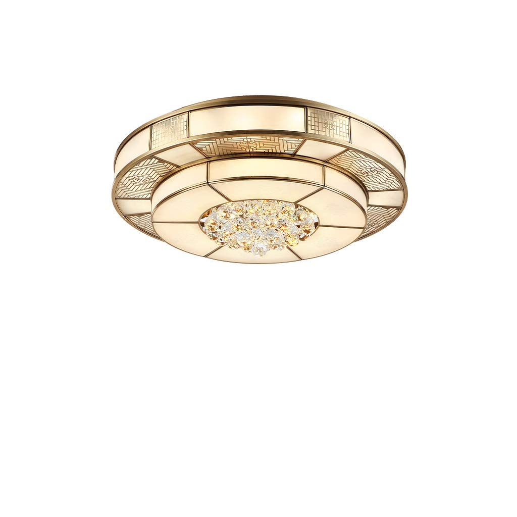 HynJGih Ceiling Light Crystal Light Chinese Style Round All Bronze Villa Living Room Dining Room Bedroom Lamp Classical(80cm)