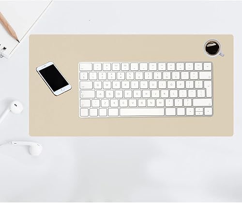 Miniatura 4 de KINGFOM Protector de escritorio para oficina, piel sintética, organizador con cómoda superficie de escritura (23.6 x 11.8 pulgadas, beige)