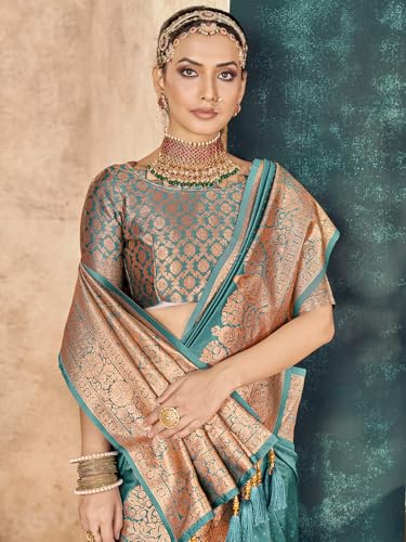Image of Mehrang Women's Pure Kanjivaram Silk Saree Banarasi Silk Wedding Sarees for Women with Blouse Piece