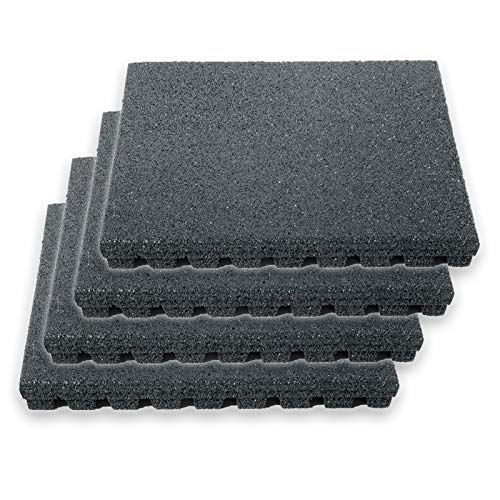 etm Pavimento Antitrauma Protettivo - Tappeto Fitness Palestra | Pavimenti in Gomma Componibili in Set da 4 Pezzi 50x50 cm ad Incastro (1 m²) - Spessore 43 mm - 4 Colori - Grigio
