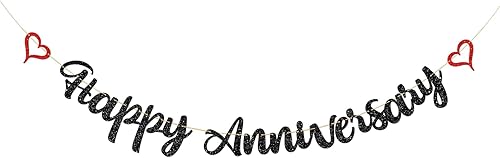 Miniatura 1 de Cartel de feliz aniversario, decoración de fiesta de aniversario/cumpleaños, suministros de fiesta de aniversario de boda, suministros de fiesta de