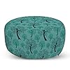 Lunarable leaf pouf cover with zipper pattern of trees silhouettes in the forest floral growth foliage country style print soft decorative fabric unstuffed case 30 w x 173 l green teal  urban country home decor