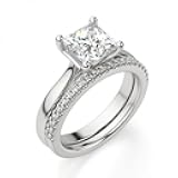 2Ct Lab-Created Princess Cut VVS1 Diamond Engagement Wedding Bridal Ring Sets 14K White Gold Plated 925 sterling sliver