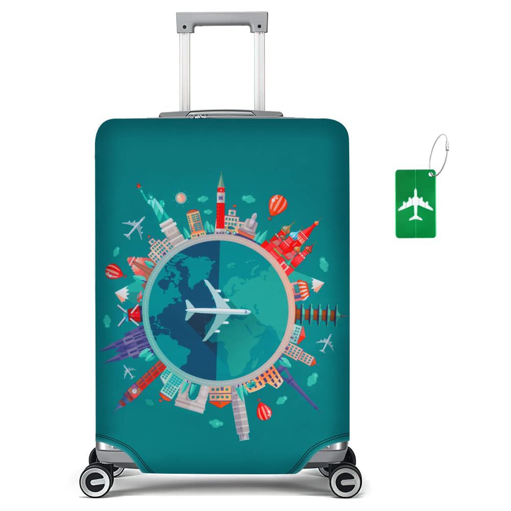 flintronic Elastisch Reise Kofferschutzhülle, 22-25 Zoll Kofferhülle Luggage Cover, Gepäckabdeckung for Travel Luggage Schutzhülle (M, Grün)