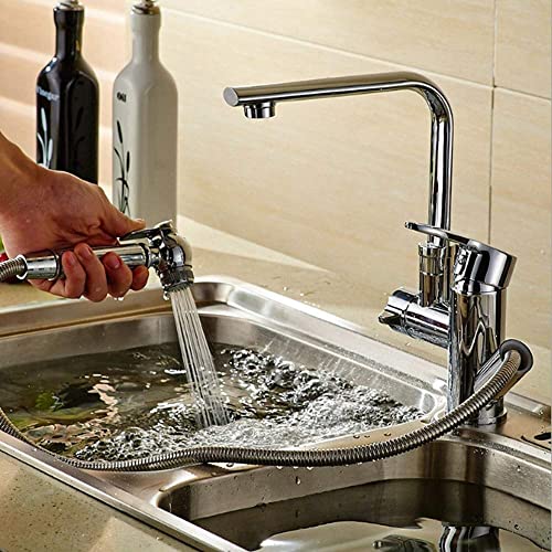 Robinet rotatif multifonction en cuivre pour évier avec pistolet de pulvérisation eau chaude