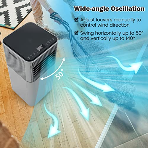 Image of GOFLAME Portable Air Conditioner, 8000 BTU Powerful AC Unit with Remote Control and 4 Universal Casters, 3-IN-1 Air Cooler & Dehumidifier & Fan with 24H Timer for Living Room, Bedroom, Office, Grey