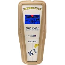 Zircon SuperScan K1 Advanced Stud Finder Wood and Metal Stud Detector with Target Control Technology, WireWarning Live AC Detection and SpotLite Pointer