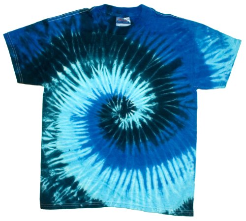 Tie Dyes Men's Tie Dyed Performance Short Sleeve T-Shirt H1000 Swirl-Blue Ocean-Small