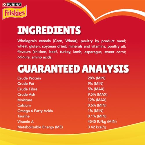 Image of Purina Friskies Meaty Grills Adult Dry Cat Food, 1 kg, Contains Chicken, Turkey, Lamb and Vegetables Flavours (Pack of 2)