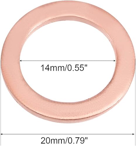 Miniatura 3 de uxcell Arandela plana de cobre de 0.551 in x 0.787 in x 0.059 in para tornillo de tornillo