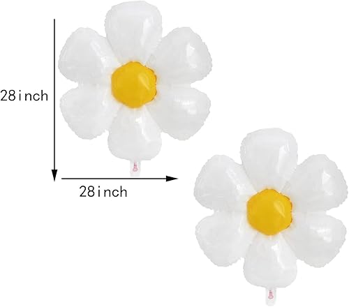 Miniatura 3 de 8 globos de margarita globos de flores enormes con dos tamaños de margaritas blancas decoraciones de fiesta de margaritas grandes globos de mylar de