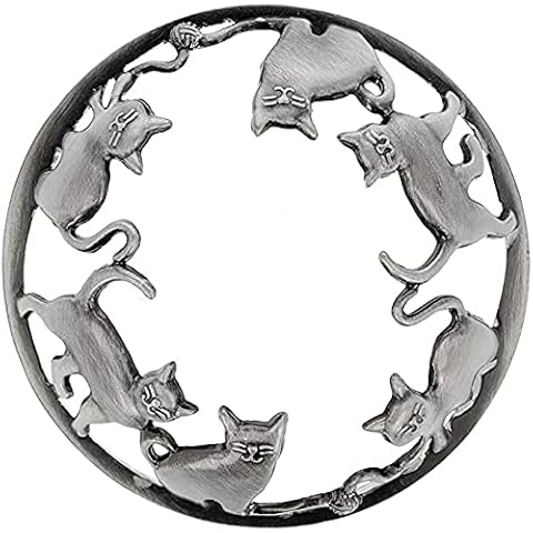 Wakehurst Candle Toppers Illuma Lids Candle Lids Jar Candle Accessories Shades - Cute Kittens Cats, Brushed Silver Cover