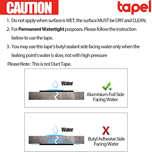 Tapel Butyl Waterproof Tape For Leaks - 2" X 16' - Thick Heavy Duty Long Lasting Watertight Sealing Rubber Putty For Outdoor Repair, Underwater, Boat Sealing & Edpm Rubber Roof Patching #TOP5