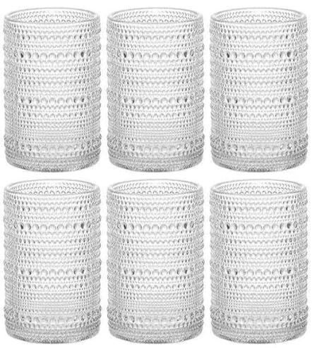Vintage Highball Drinking Glass Set 6 Pack 13oz Tumblers for Water Milk Juice and Cocktails Set of 6