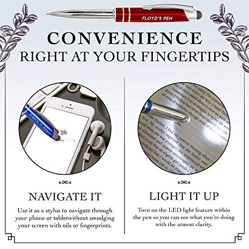 Personalized Pen, 3-In-1 Ballpoint Pen, Touch Screen Pen Stylus, & Flashlight- Customized For Men, Women, Adult Party Favors - Customizable With Personalized Text, Names, Or Logo, Black #TOP3