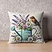MIGEEN Outdoor Bird Decorative 18x18 Inch Throw Pillowcase, Bird Flower Printed Spring Cushion Patio for Home Couch Sofa Decor