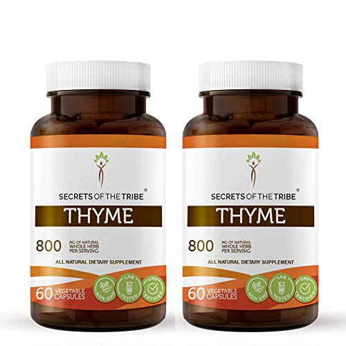 Thyme 60 Capsules(2 pcs.), 800 mg, Organic Thyme (Thymus Vulgaris) Dried Leaf (2x60 Capsules)