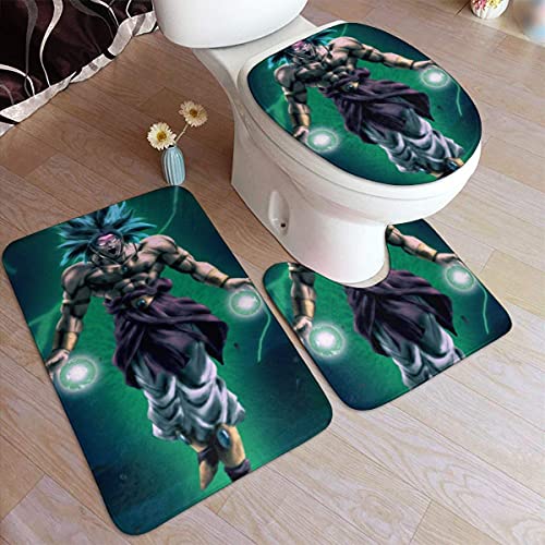 KINGAM Son Goku in Dragonball - Juego de 3 alfombrillas de baño de franela suaves antideslizantes...