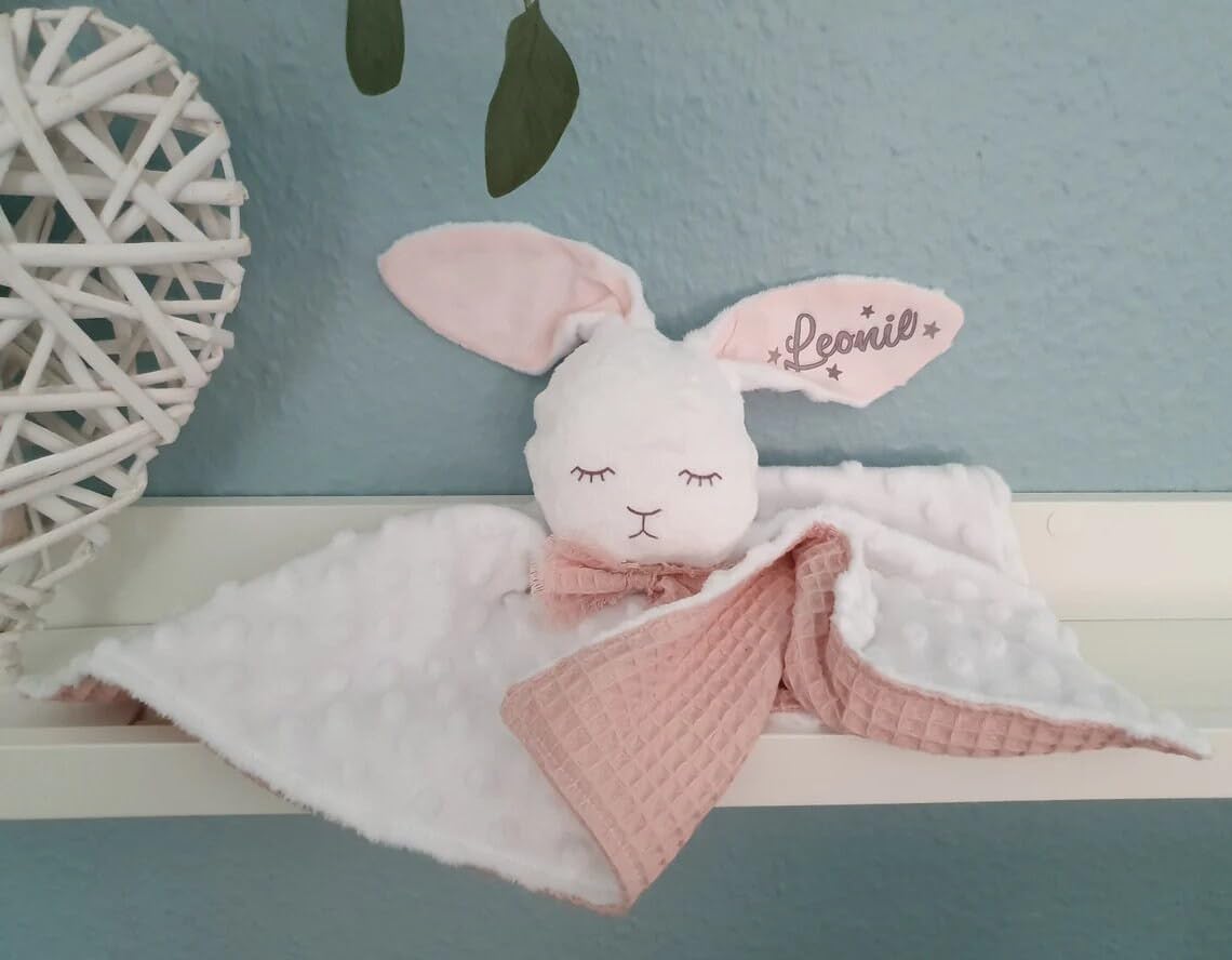 Windeltorte XXXL mit Namen - Kuscheltier süßer Hase - Schnullerkette Greifling Kinderwagenkette - Geschenk, Babyparty, Geburt Taufe + Gratis Grußkarte (Katze Kätzchen rosa)