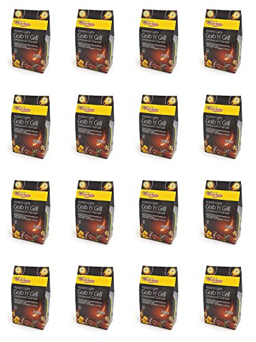 16 x Bar - Be Light - Quick Instant Grab & Grill Bag. Carbón vegetal de 500 g Ideal para parrilladas de picnic. Fácil de encender y cocinar.