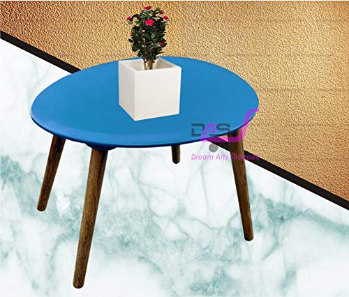 Image of Shoppee Foldable Oval Shaped Bed Side Table for Coffee Tea & Living Room Beauty Full Table (Medium, Blue)