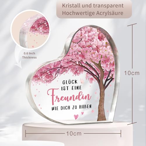 Gleevara Beste Freundin Geschenke, Herzförmige Acryl Heimdekoration, Geschenk für Beste Freundin zum Geburtstag Weihnachten Valentinstag, Freundschaftsgeschenke