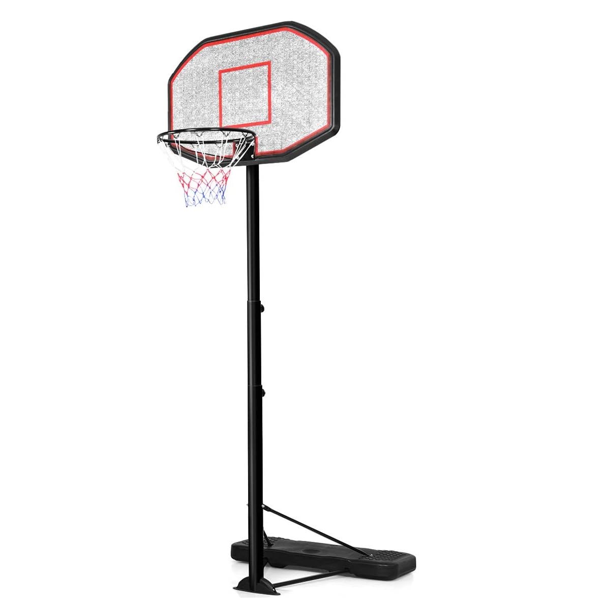 COSTWAY Canestro da Basket Regolabile in Altezza da 200 a 305 cm, Canestro da Basket da Esterno ed Interno Portatile con Base Riempibile e Ruote