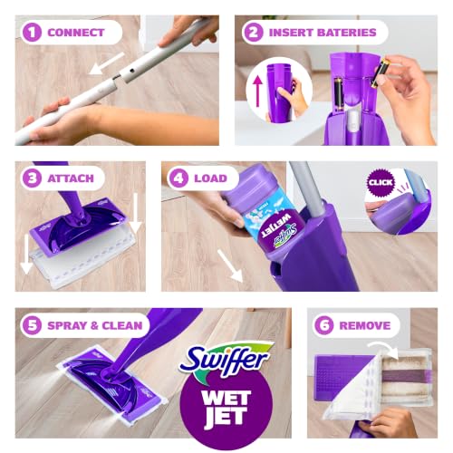 Swiffer WetJet Hardwood and Floor Spray Mop Cleaner Starter Kit, Includes: 1 Power Mop, 10 Pads, Cleaning Solution, Batteries - image 4