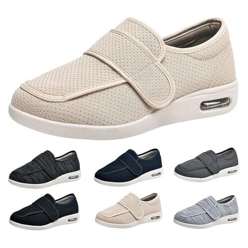 Womens Stylish Diabetic Shoes, Men's Width Bedroom Slippers, Walking Orthopedic Sneakers, Arthritis Swollen Shoes, Comfy Adjustable Lightweight Non-Slip Shoe (B Men 9.5/Women 10.5)