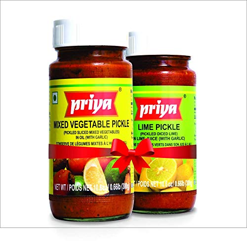 Priya Pickle Combo Pack - Mix Vegetable & Lime (2 X 300 gm)