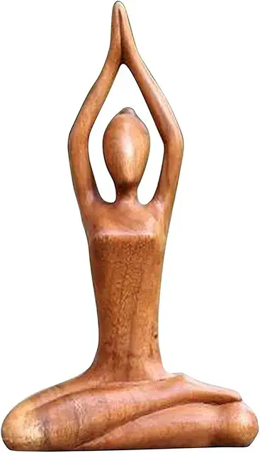 Figura de Yoga en Madera - Estatua Decorativa para Jardín y Hogar
