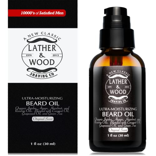 Ultra-Moisturizer Beard Oil For Men - Black Label Premium Blend - Spill-Proof Pump - Original Scent Is A Crisp Forest Ambience Of Eucalyptus, Mint, And Lavender - Organic Hazelnut, Jojoba, Argan, Grapeseed Oils #TOP5